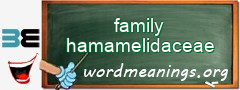 WordMeaning blackboard for family hamamelidaceae